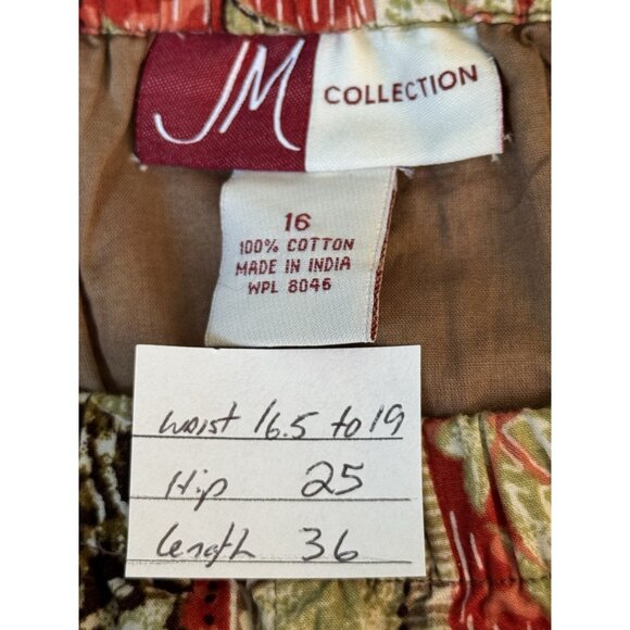 JM Collection Womens Boho Patchwork Maxi Skirt 16 Earthy Festival Elastic Waist - Picture 2 of 9